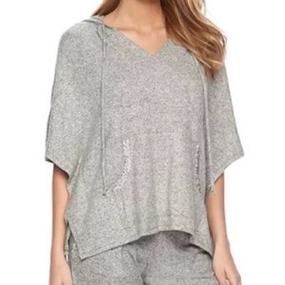 Juicy Couture grey melange hooded poncho with rhinestone pockets size XL